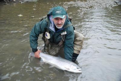The photo of the week shows a beautiful fall, wild Steelhead landed and released by Boris Konovalov on the Kalum River in late September 2007.  Rememberlast week Boris was releasing a Coho.  Boris and his two friends booked their guided fishing trip with